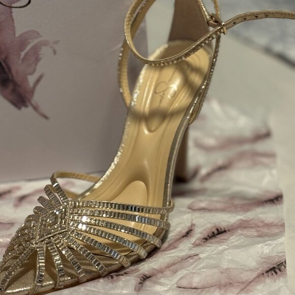 Jessica Simpson JS-Paveri2 Champagne Rhinestone Heels Size 8M NWT Unworn - Picture 7 of 15